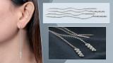 0.10 Carat (ctw) 10K White Gold Round Cut White Diamond Ladies Threader Earrings 1/10 CT
