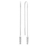 0.10 Carat (ctw) 14K White Gold Round Cut White Diamond Ladies Threader Earrings 1/10 CT