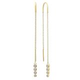 0.10 Carat (ctw) 14K Yellow Gold Round Cut White Diamond Ladies Threader Earrings 1/10 CT