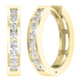 0.95 Carat (ctw) Round White Diamond Ladies Huggies Hoop Earrings 1 CT 14K Yellow Gold
