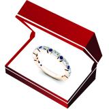 10K Rose Gold Round Blue Sapphire & Baguette Cut White Diamond Ladies Anniversary Wedding Band