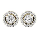 0.70 Carat (ctw) 18K Yellow Gold Round Cut White Diamond Ladies Halo Stud Earrings 3/4 CT