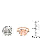 18K Rose Gold 9 MM Round Cut Morganite & Diamond Ladies Swirl Split Shank Bridal Engagement Ring