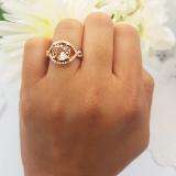 18K Rose Gold 9 MM Round Cut Morganite & Diamond Ladies Swirl Split Shank Bridal Engagement Ring