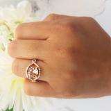 18K Rose Gold 9 MM Round Cut Morganite & Diamond Ladies Swirl Split Shank Bridal Engagement Ring