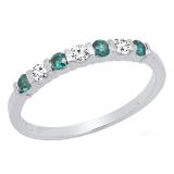 0.35 Carat (ctw) 14K White Gold Round Blue & Diamond Wedding Anniversary Stackable Band 1/3 CT