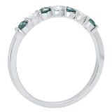 0.35 Carat (ctw) 14K White Gold Round Blue & Diamond Wedding Anniversary Stackable Band 1/3 CT