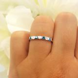 0.35 Carat (ctw) 14K White Gold Round Blue & Diamond Wedding Anniversary Stackable Band 1/3 CT