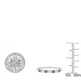0.35 Carat (ctw) 14K White Gold Round Blue & Diamond Wedding Anniversary Stackable Band 1/3 CT