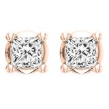 0.50 Carat (ctw) 10K Rose Gold Princess Cut White Diamond Ladies Stud Earrings 1/2 CT