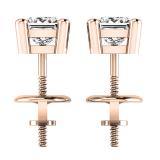 0.50 Carat (ctw) 10K Rose Gold Princess Cut White Diamond Ladies Stud Earrings 1/2 CT