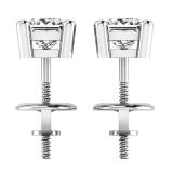 0.50 Carat (ctw) 10K White Gold Princess Cut White Diamond Ladies Stud Earrings 1/2 CT