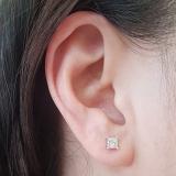 IGI CERTIFIED Princess White Diamond Dainty Men's & Women's (Unisex) Stud Earrings (0.50 ctw Color I-J Clarity I1-I2) in 14K White Gold