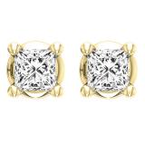 0.50 Carat (ctw) 18K Yellow Gold Princess Cut White Diamond Ladies Stud Earrings 1/2 CT