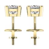 0.50 Carat (ctw) 18K Yellow Gold Princess Cut White Diamond Ladies Stud Earrings 1/2 CT