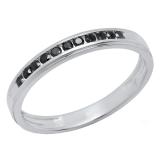 0.25 Carat (ctw) Sterling Silver Round Black Diamond Ladies Wedding Stackable Band 1/4 CT