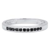 0.25 Carat (ctw) Sterling Silver Round Black Diamond Ladies Wedding Stackable Band 1/4 CT