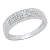 0.15 Carat (ctw) 10K White Gold Round White Diamond Men's Micro Pave Wedding Band