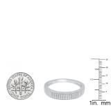 0.15 Carat (ctw) 10K White Gold Round White Diamond Men's Micro Pave Wedding Band
