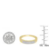 0.15 Carat (ctw) 10K Yellow Gold Round White Diamond Men's Micro Pave Wedding Band