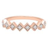 0.10 Carat (ctw) 10K Rose Gold Round White Diamond Ladies Wedding Stackable Band 1/10 CT