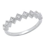 0.10 Carat (ctw) 10K White Gold Round White Diamond Ladies Wedding Stackable Band 1/10 CT