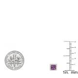 14K Yellow Gold 7 MM Each Princess Amethyst & Round White Diamond Ladies Stud Earrings