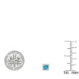 10K Rose Gold 6 MM Each Princess Blue Topaz & Round White Diamond Ladies Stud Earrings