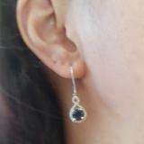 18K White Gold 7 MM Each Round Blue Sapphire & White Diamond Ladies Infinity Drop Earrings