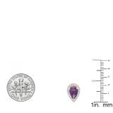 10K Rose Gold 8X5 MM Each Pear Amethyst & Round White Diamond Stud Earrings