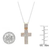 0.40 Carat (ctw) 10K Yellow Gold Round White Diamond Men's Cross Pendant (Silver Chain Included)
