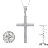 1.15 Carat (ctw) 14K White Gold Round White Diamond Cross Pendant (Silver Chain Included)