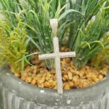 1.15 Carat (ctw) 14K Yellow Gold Round White Diamond Cross Pendant (Silver Chain Included)