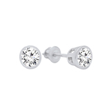 0.60 Carat (ctw) 14K White Gold Round Cubic Zirconia Ladies Solitaire Stud Earrings