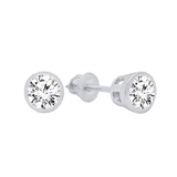 0.75 Carat (ctw) 14K White Gold Round Cubic Zirconia Ladies Solitaire Stud Earrings 3/4 CT