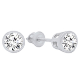 1.75 Carat (ctw) 14K White Gold Round Cubic Zirconia Ladies Solitaire Stud Earrings 1 3/4 CT