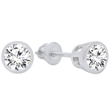 2.00 Carat (ctw) 14K White Gold Round Cubic Zirconia Ladies Solitaire Stud Earrings 2 CT