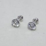 2.00 Carat (ctw) 14K White Gold Round Cubic Zirconia Ladies Solitaire Stud Earrings 2 CT
