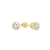 0.25 Carat (ctw) 14K Yellow Gold Round Cubic Zirconia Ladies Solitaire Stud Earrings 1/4 CT