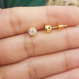 1.00 Carat (ctw) 14K Yellow Gold Round Cubic Zirconia Ladies Solitaire Stud Earrings 1 CT