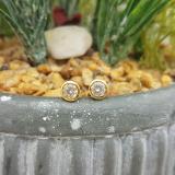 1.00 Carat (ctw) 14K Yellow Gold Round Cubic Zirconia Ladies Solitaire Stud Earrings 1 CT