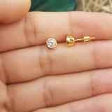 1.00 Carat (ctw) 14K Yellow Gold Round Cubic Zirconia Ladies Solitaire Stud Earrings 1 CT