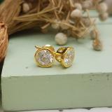 1.50 Carat (ctw) 14K Yellow Gold Round Cubic Zirconia Ladies Solitaire Stud Earrings 1 1/2 CT