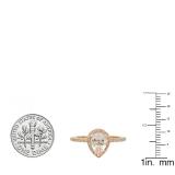 14K Rose Gold 9X6 MM Pear Morganite & Round White Diamond Ladies Halo Engagement Ring