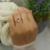 14K Rose Gold 9X6 MM Pear Morganite & Round White Diamond Ladies Halo Engagement Ring