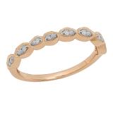 0.10 Carat (Ctw) 14K Rose Gold Round Diamond Ladies Anniversary Wedding Stackable Band 1/10 CT