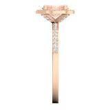 14K Rose Gold 7X5 MM Oval Morganite & Round White Diamond Ladies Bridal Halo Engagement Ring