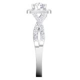 1.55 Carat (ctw) 10K White Gold Round Cut Cubic Zirconia CZ Bridal Halo Engagement Ring 1/2 CT