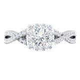 1.55 Carat (ctw) 10K White Gold Round Cut Cubic Zirconia CZ Bridal Halo Engagement Ring 1/2 CT