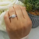 1.55 Carat (ctw) 10K White Gold Round Cut Cubic Zirconia CZ Bridal Halo Engagement Ring 1/2 CT